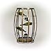 Alpine Corporation 31" Tall Indoor Metal Wine Barrel Fountain with Tiered Glass Bottles