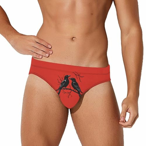 Funny Crow Flock Bird Men's Swim Trunks Briefs Swimsuit Swimwear Bathing for Underwear Beach