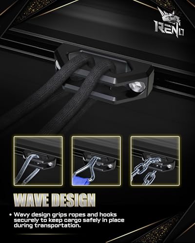 Image of RENO Bed Rail Cleats, Tie Down Anchors for Cargo Trailer Compatible with Tacoma Tundra Gladiator Pickup Truck, Replaces PT278-35160 /35111 /35112 /35100-S1 /35050-S1 PT785-35050-S1 (Aluminum,Black,2PCS)