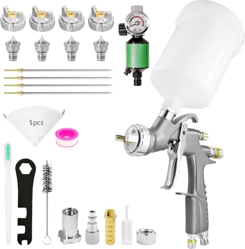 WOOLUCK LVLP Air Spray Guns Paint Spray Gun Compressed Air with 1.3/1.5/1.7/2.0mm Nozzles for Car Painting, House Painting, Cabinet Coating, DIY