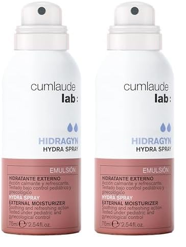 Cumlaude Lab Hydra Spray - Bruma Vulvar Hidratante, Calmante y Refrescante, con Ácido Hialurónico y Aloe Vera para Sequedad, Picor o Inflamación de la Zona Genital Externa - 75 ml (Paquete de 2)