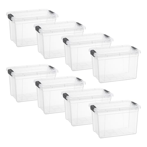 Image of Superio 8.7 Quart Clear Plastic Storage Boxes with Lids, Stackable Organizer Containers, BPA-Free Storage Bins for Home, Office, School & Dorm, 8 Pack