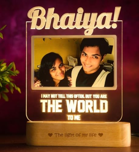 Image of ZOCI VOCI Rakshabandhan Gift for Sister, Cousin Or Sibling Acrylic Personalized Engraved LED Photo Lamp - | Unique Rakhi Gift for Brother (Shine On, Bhaiya, Lamp Only)