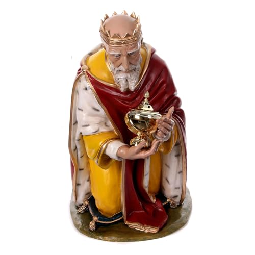 Holyart Wise Man on his knees, Lando Landi's Nativity Scene of 160 cm, OUTDOOR statue, fibreglass with crystal eyes