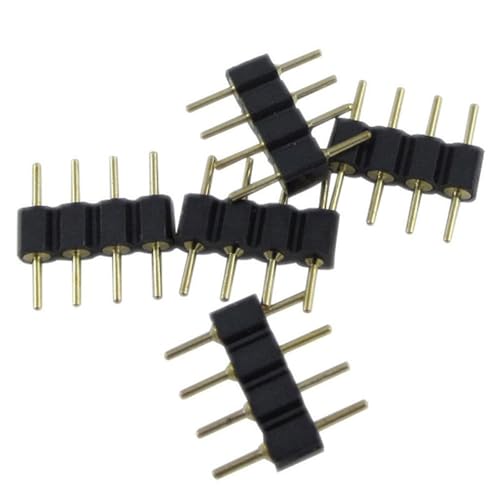 Conector RGB de 4 pines macho a macho tipo aguja para tiras LED 5050 y 3528, pack de 10 unidades