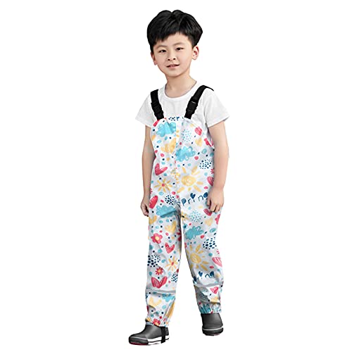 Unisex Baby Toddler Kids Rain Pants Windproof Suspender Trouser Lightweight Raincoat Water-Proof Reusable Rain4