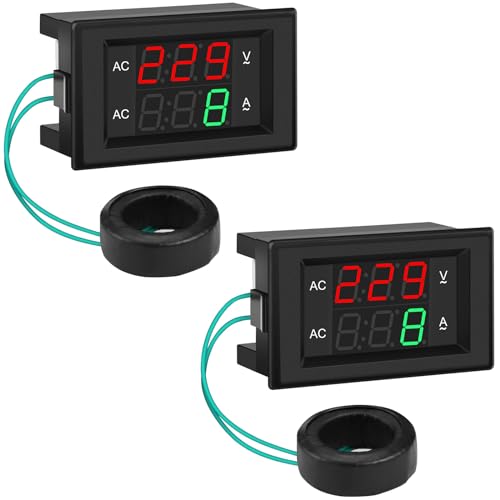 DROK Volt Amp Meter 2pcs, AC 500V 200A Digital Voltmeter Ammeter Panel, 0.39 Inches LED 2in1 Multimeter, 2-Wire Voltage Amperage Tester Gauge with Current Transformer