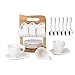 Price comparison product image SOPRETY Espresso cup set of 6, Ceramic Coffee Tea Set, Porcelain Cup, Coffee mugs with Saucer Service Spoons and A Bamboo Cup Stand for Home Office, White
