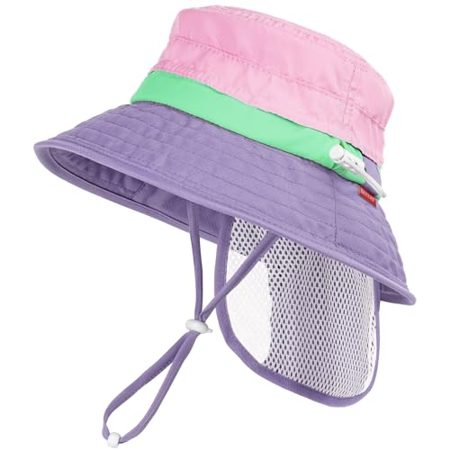 Image of HECCEI Baby Sun Hat with Neck Flap, Windproof, Sunscreen, Warm, UPF 50+ DryShade SkyCandy Outdoor Beach Hat for 0-24 Months