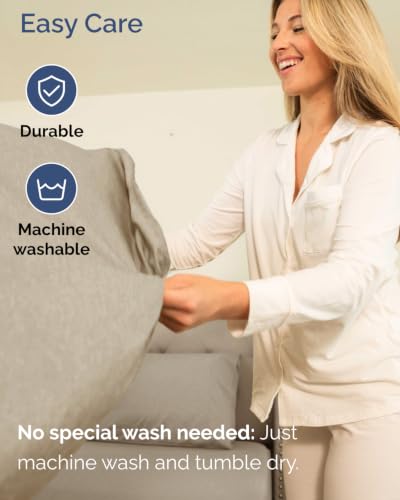 Image of Extra Deep Flex Top Split Head King Fitted Sheet - Hotel Luxury Single Fitted Sheet Only - Easily Fits 18 inch to 24 inch Mattress - Ultra Soft, Wrinkle Free w /Extra Deep Pockets - Heathered Beige
