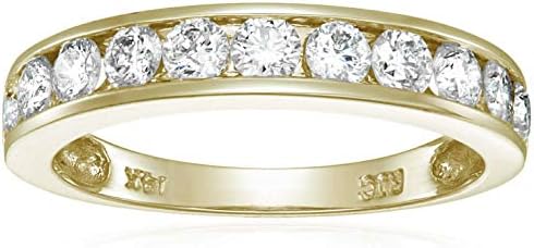 1 cttw Diamond Wedding Anniversary Band for Women Half Eternity Diamond Engagement Ring 14K Yellow Gold Channel Set Size 4.5-10