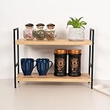 sugodesign Modernes Regal aus Holz in Weiß oder Eichen-Optik mit Metallgestell für Küche und Bad, Küchenregal, Badezimmerregal, Kosmetikregal, Dekoregal, Büroregal (Eiche-Optik)