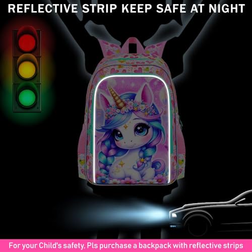 Image of CCJPX 3Pcs Unicorn Backpack for Girls, 16 inch Kids Bookbag with Lunch Box, Water Resistant Elementary School Bag for Kindergarten Preschool Toddler (Pink)