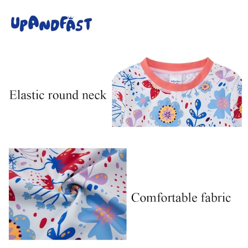 Image of upandfast Girls Rash Guard Set Long Sleeve Two Piece Swimsuit with UPF 50+ Sun Protection for Girls 3-8 Years