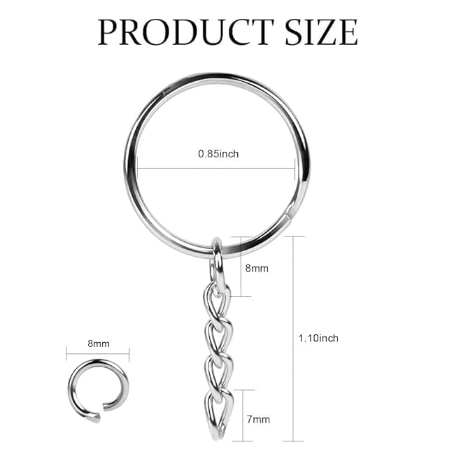 Image of Decorcrafts 25mm Open Jump Ring Connector Key Case (Silver) Used for Organize Your Keys, Purse Making Paracord Keychains and Also Used for DIY Crafts (20)