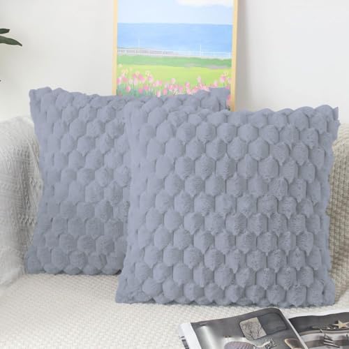 Image of Luxe Home Cushion Cover Super Soft Decorative Cushion Cover for Sofa, Bedroom, Living Room Cushion Cover 16 Inch x 16 Inch Silver-Pack of 2