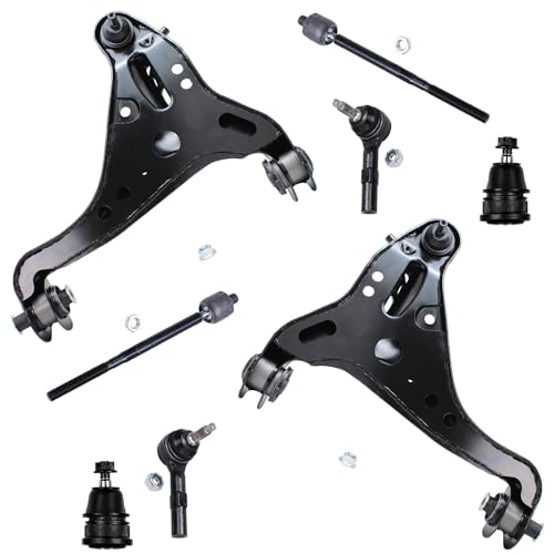 Image of Detroit Axle - 8pc Front End Suspension Kit for 2006-2010 Ford Explorer Mercury Mountaineer 2 Lower Control Arms w /Ball Joints 2 Upper Ball Joints 4 Inner & Outer Tie Rods 2007 2008 2009 Replacement