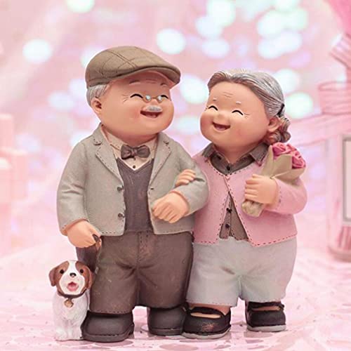 Homoyoyo Elderly Couple Figurines,Loving Couple Sculpture Grandparents Parents Statues for Christmas Valentine Day Wedding Anniversary Present - Image 4