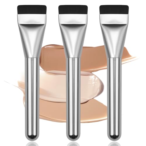 3 Pièces Pinceaux Masqu, Pinceaux Maquillage Ultra Fins, Pinceau Fond de Teint Plat, Brosse D'Applicateur de Masque Facial Pinceaux de Maquillage Souple, pour L'application Visage Yeux Crème ou DIY