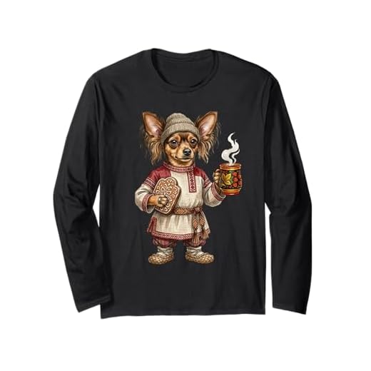 Russian Russkiy Toy Terrier Dog with Hot Water Bottle and Tea Long Sleeve T-Shirt