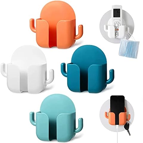 4 PCS Remote Control Holder Organiser Remote Control Storage Box Wall Mount Organiser Media Organiser Adhesive Storage Phone Holder Wall Mount Holder Self-Adhesive Remote Control Box Mini Storage Box Cover