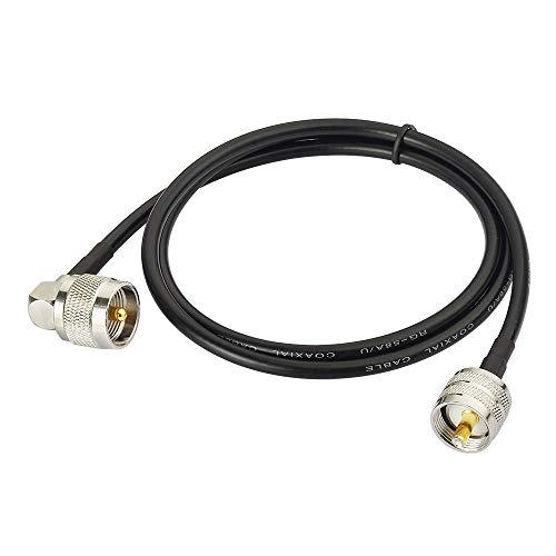 Superbat PL259 RG58 CB Patch Lead 90cm 50ohm UHF Male to Male Right Angle Ham Radio HF Coax Cable for HF VHF CB Radio SWR Meter