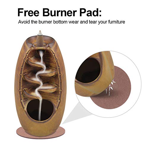 image for SPACEKEEPER Ceramic Backflow Incense Holder Incense Burner Waterfall, 