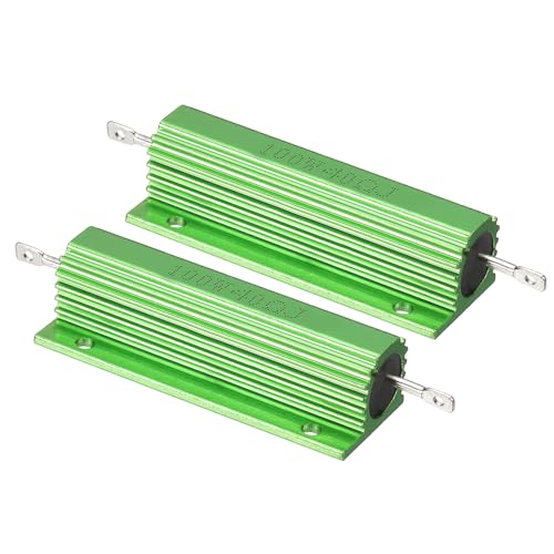 PATIKIL 100W 40 Ohm Aluminum Shell Resistor, 2 Pack Aluminum Housing Resistor Housed Case Wirewound Resistors Screw Tap Power Resistor 5% Tolerance, Green