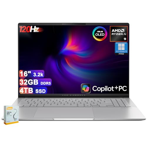 ASUS Vivobook S16 Copilot+ AI PC m[gp\R | 16C` 3200x2000 120Hz OLED (600nits HDR) | AMD 10RA Ryzen AI 9 365 (ő50gbv) | 32GB D