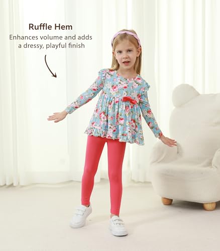Image of Toddler Girls' Clothes-Viscose from Bamboo, Long Sleeve Ruffle Top with Pant Sets for Kids 2Pcs Fall Outfits 2T-6Y