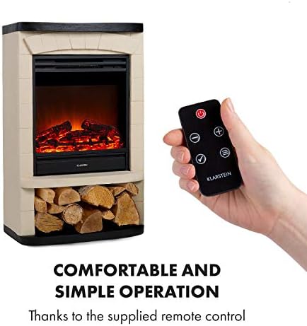 Klarstein Carinthia - Electric Fireplace, Power: 900/1800 W, 2 Heating Levels, OpenWindow Detection, LED Flame Illusion, Switchable Heating, Integrated Thermostat, 5 Brightness Levels, Colour: Cream