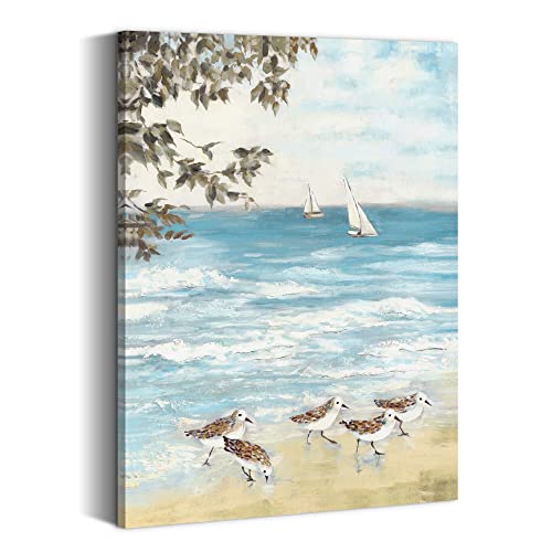 summer melody Beach Sandpiper Painting Wall Art: Coastal Sea Bird