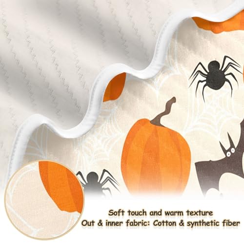 Burbuja Cute Bats Pumpkins Baby Blanket for Boys Girls, Nursery Soft Warm Swaddling Receiving Baby Blankets, 30x40 in Toddler Blanket2