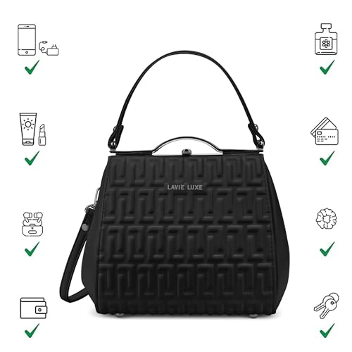 Image of Lavie Luxe Women's Fluffel Frame Satchel Handbag for Women | Satchel Bag for Work | Ladies purse | Stylish Shoulder Bag | Gift For Women