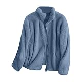 Genérico Chaqueta Casa Mujer de Lana Abrigos Invierno Ropa Talla Grande Casa Abrigo Borrego Abrigos Mujer Sin Capucha Chaqueta Invierno Azul Cielo 3XL