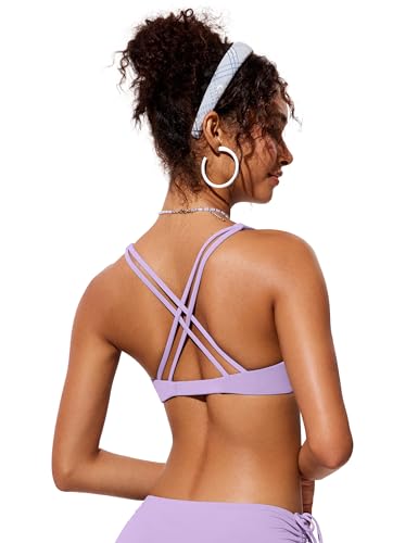 Image of CRZ YOGA Twist Front Bikini Tops | Removable Pads, A-C Cup, V Neck, Criss Cross Back, Swim, Bathing Suit Bra for Women