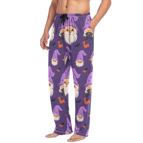Men’s Halloween Gnomes Pajama Pants with Pockets, Comfortable Lounge Sleep Bottoms#2354