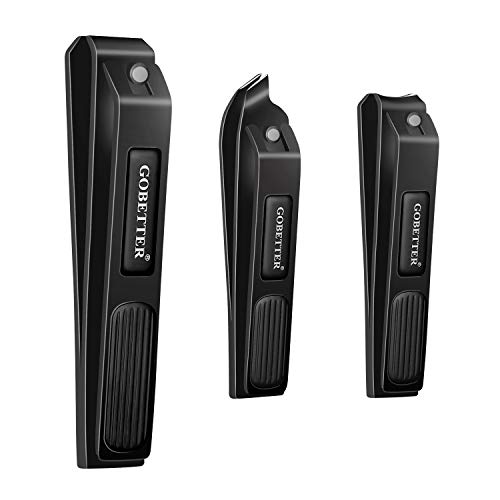 GOBETTER Nail Clippers Set, 3PCS Nail Cutter Set with Zippered Leather Pouch, Sharp Straight & Curved & Slant Cutting Blades, Perfect for Toenail, Fingernail & Ingrown nail