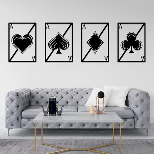 STRACCI Cuadro Metálico POKER, Cuadros Decoracion Salon Modernos, Decoracion Pared Metal Negro, Decoracion Habitacion Moderna, Cuadros Decoracion Sala de Juegos (90x30cm)