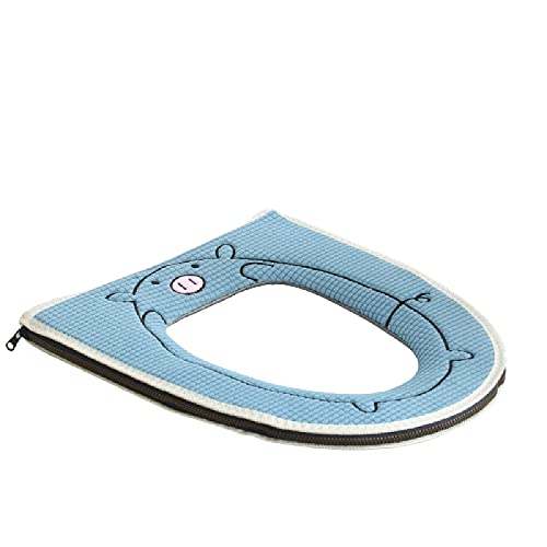 NYZABDL WC-Sitzkissen WC-Sitz, verdickter Cartoon-Klettverschluss-WC-Abdeckung, wasserdicht, geeignet für den Familiengebrauch, Blau-A