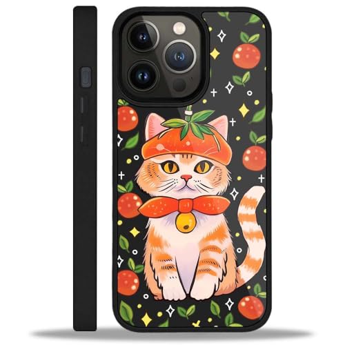 Coque iPhone 15 Pro chat orange CARLOCA en noir transparent 6,1"