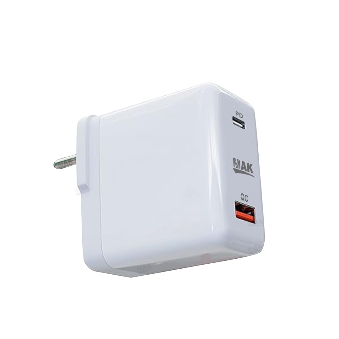MAK 45W Rapid Fast Type C/USB Adapter, Fast Charger | PD Charge Compatible for Nothing Phone, iPhone, Google Pixel | QC Port Supports Dash/Warp/SuperVooc/Dart Charging (Adapter Only) (B0CPJLLFZV) Amazon Price History, Amazon Price Tracker