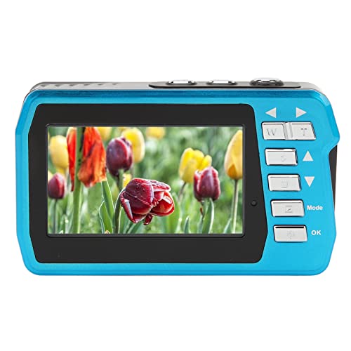 Dual Screen Digital Camera, 4K 30Fps 56MP 18X Video Recording Camera Built in Microphone, Dual Screen, Continuous Shooting, 10ft Waterproof, with 1700mAh Battery