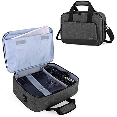 Luxja Projector Bag with Protective Sleeve for Laptop, Projector Carrying Case with Accessories Pockets (Compatible with Optoma, Epson, BenQ and other Projectors), 39.4 CM x 28 CM x 13.5 CM, Black Cover