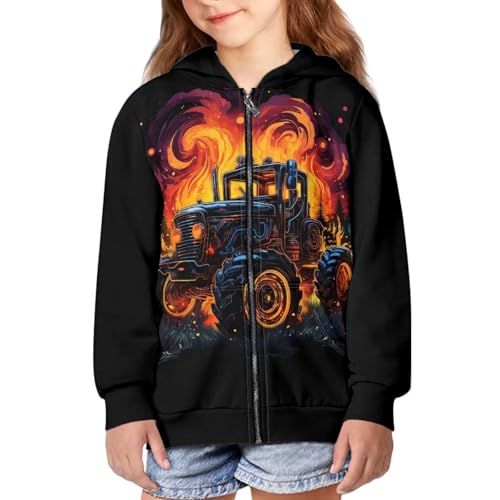 HUIACONG Tractor Hoodie for Boys 14-16 Zip Up Hoodies Long Sleeve Shirt for Kids Sweatshirts Casual Hooded Pullover Outwear Pullover Novelty Sweatshirt2