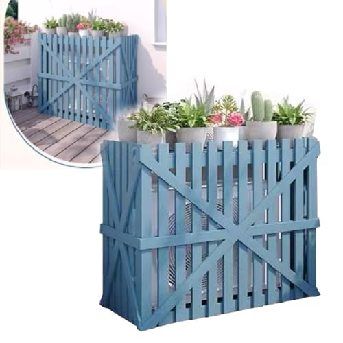 QYMYOZ Cubierta de Cerca de Madera Independiente para Aire Acondicionado de Exterior, cerramiento Decorativo para Bote de Basura, Oculta Unidades de Aire Acondicionado, Azul, 10