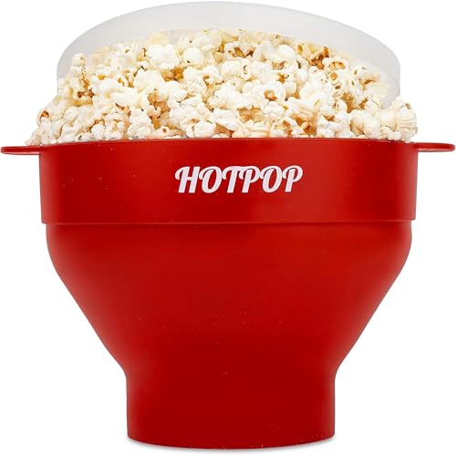 Comparison: Best Microwave Popcorn Popper 3 The Original HotPop Silicone Popcorn Maker - Microwave Popcorn Popper - Collapsible Bowl, Heat-Resistant, Easy to Clean, Ideal for Family Movie Nights, 15-Cup Capacity - Cherry