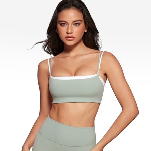 Image of INGIA Womens Square Neck Sports Bra Workout Bra | Spaghetti Strap, Padded, Cami,Yoga, Wireless, Square Back, Crop Top, for Women