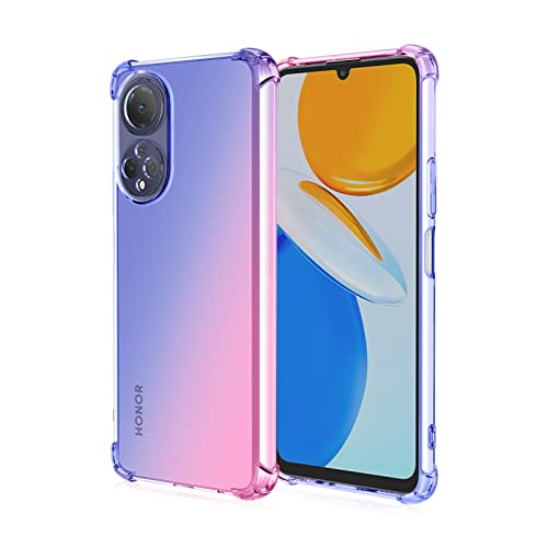 YAKUN Funda para Honor X7, Flexible TPU Protectora de Golpes Transparente Silicona Carcasa, Esquinas Reforzadas Ultra-Delgado Anti-Choque Funda Case (Azul/Pink)
