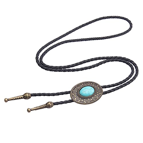 Image of GelConnie Native American Bolo Tie Rodeo Cowboy Leather Necktie Western Necklace Costume Accessories for Men,Women